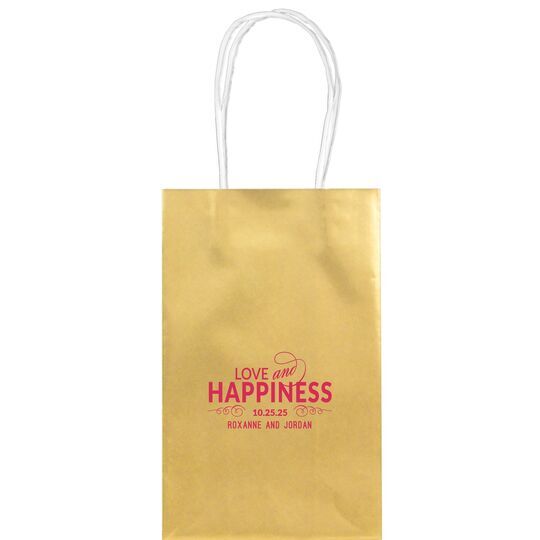 Love and Happiness Scroll Medium Twisted Handled Bags